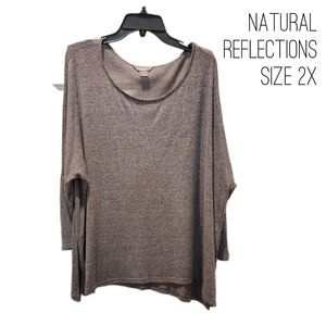 Elbow length grey top, natural reflections, size 2X